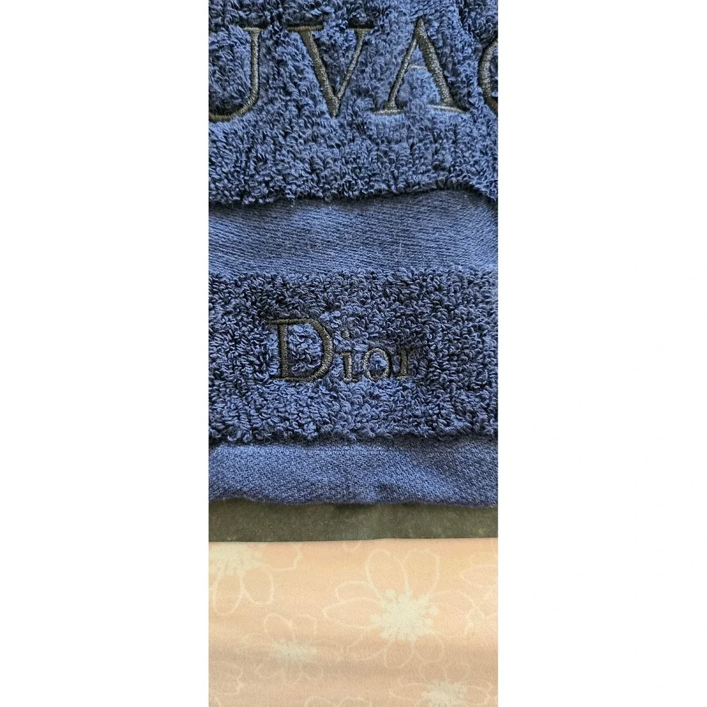 Dior Sauvage Men's Face Hand Towel Navy Blue Logo Cotton Authentic
